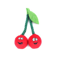 Animate Plush Cherries On Rope Dog Toy