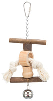 Trixie Natural Bird Toy With Chain, Bell/rope, Bark Wood, 20 Cm