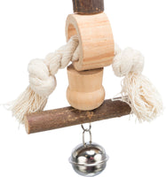 Trixie Natural Bird Toy With Chain, Bell/rope, Bark Wood, 20 Cm