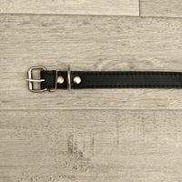 Black Leather Adjustable Dog Collar 16mm X 40-51cm Neck