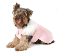 Chelsea Baby Pink Dog Coat In Faux Suede With Chest Cover 46cm (18") Spaniel Corgi