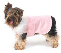 Chelsea Baby Pink Dog Coat In Faux Suede With Chest Cover 46cm (18") Spaniel Corgi