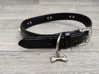 Lazy Bones Black Diamante Collar 2.5cm x 37-49cm