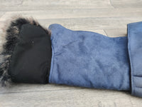 Chelsea Blue Dog Coat In Faux Suede With Fur Collar 41cm (16") Cockerpoo Spaniel