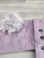 Chelsea Lilac Dog Coat In Faux Suede With Fur Collar 25cm (10") Yorkie Lhasa Apso