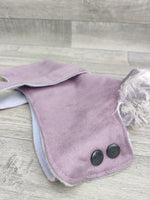 Chelsea Lilac Dog Coat In Faux Suede With Fur Collar 25cm (10") Yorkie Lhasa Apso